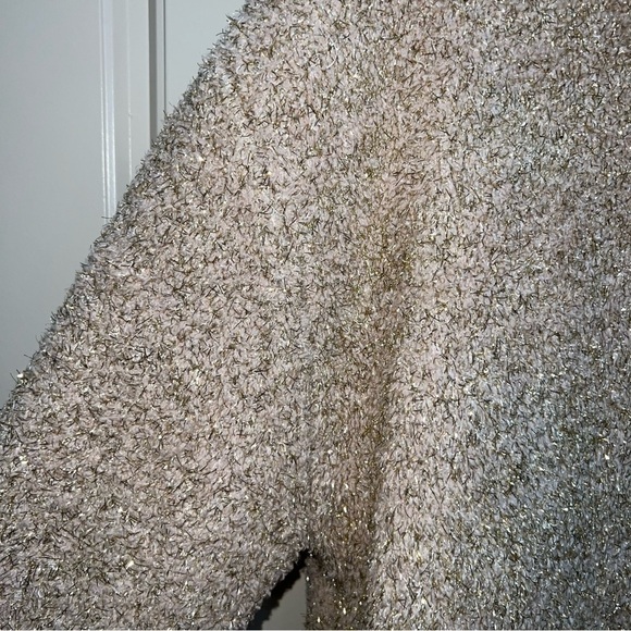 Ava & Viv Khaki and Sparkly Gold Tinsel V-Neck Very Soft Sweater Size X/14W - Picture 4 of 12